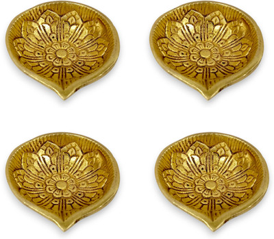 PRATEEK Prateek Brass Diya for Puja Decorative Handmade Brass Oil diya DI-07 Brass (Pack of 4) Table Diya Set(Height: 0.5 inch)