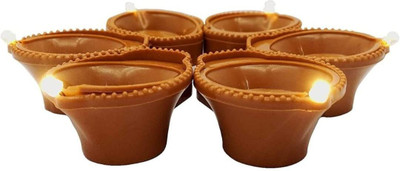 WunderVoX LED Diya for Eco-Friendly Diwali Decorations Plastic (Pack of 6) Table Diya Set(Height: 1.5 inch)