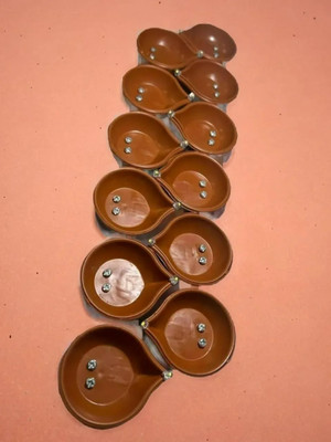 3BAAN X97 Sensor Brown Real Diya, Lighten Up When Fill with Water Plastic Plastic (Pack of 12) Table Diya Set(Height: 2 inch)