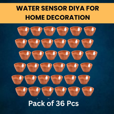 Raga Plus LED Water Diya, Water Sensor Diya for Diwali Festival Home & Office DécorZQ97 Plastic (Pack of 36) Table Diya Set(Height: 2 inch)