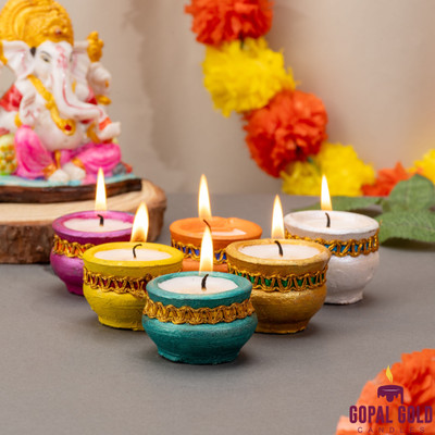 GOPAL Clay Matki Deepak Candle Diya Terracotta (Pack of 6) Table Diya Set(Height: 1.57 inch)
