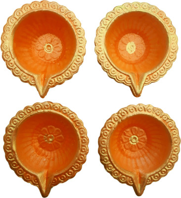 shri radhe krishna Puja/Diwali/Home Decoration Diya Terracotta (Pack of 10) Table Diya Set(Height: 1.5 inch)