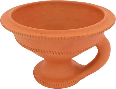Nidhansh Traditional Handmade Diya Patra for Prayer & Temple Earthenware Table Diya(Height: 3.9 inch)