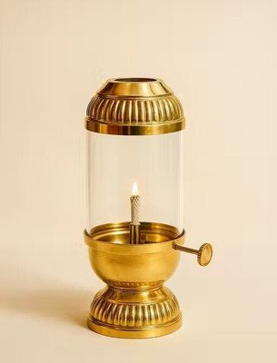 Skcraftszone Brass Table Diya(Height: 8.75 inch)