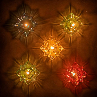 BS NATURAL 3D Shadow Reflection Floating Plastic Lamp|Decorative Diwali Diya Candle_pd2406 Plastic (Pack of 24) Table Diya Set(Height: 2.5 inch)