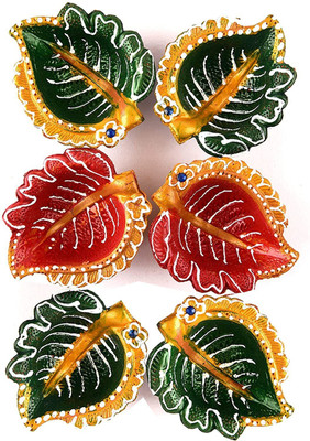 BS NATURAL Pottery (Pack of 6) Table Diya Set(Height: 2 inch)