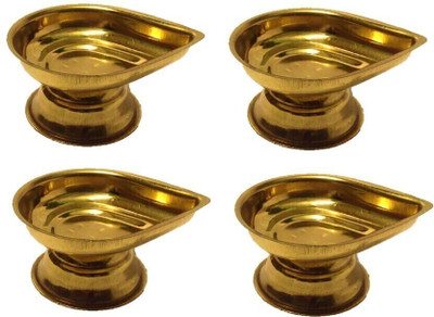 w3rocks Table Oil Lamp With Stand - Size 3, Large - Light Weight Gift Brass (Pack of 4) Table Diya Set(Height: 1.5 inch)