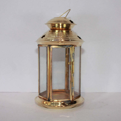 Mahita Collections Akhand Glass Jyoti Diya Stand 113g Brass Table Diya(Height: 4.9 inch)