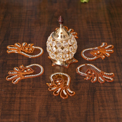 SBBCO Brass Akhand Diya, Diamond Crystal Deepak/Dia, Akhand Jyot, Diya for Decoration Brass Table Diya(Height: 5 inch)