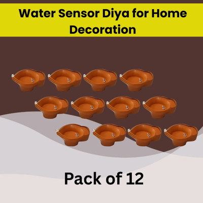 Guggu Water Sensor Diya LED Water Diyas for Diwali Home & Office Décor Pack of 12 E195 Plastic (Pack of 12) Table Diya Set(Height: 2 inch)