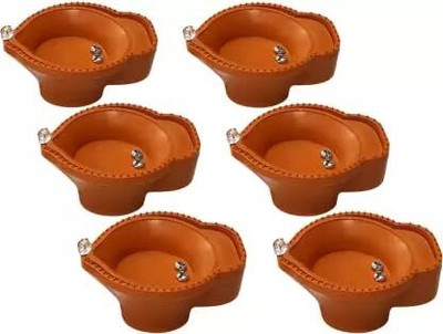 Koogly Water Sensor Reusable Led Diya's for Home Festivals Decoration Diwali Light Plastic (Pack of 6) Table Diya Set(Height: 1 inch)