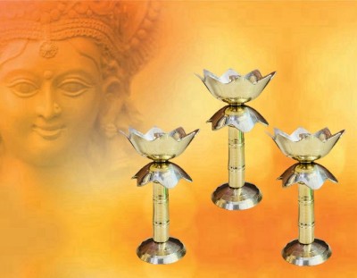 Metque Brass (Pack of 3) Table Diya(Height: 3.8 inch)