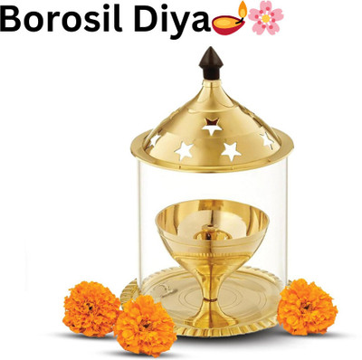 DARIDRA BHANJAN Borosil diya, Diwali diya for decoration, Pooja diya Borosilicate Glass Table Diya(Height: 5 inch)
