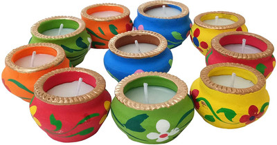 Togline WAX MATKA DIYA Earthenware (Pack of 11) Table Diya(Height: 2 inch)