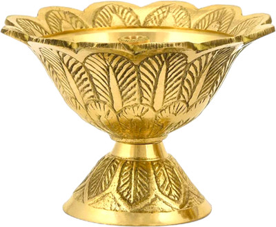 Vrindavan Store Puja Home Flower Design Devdas Deepak/Deep Brass Table Diya(Height: 3.5 inch)