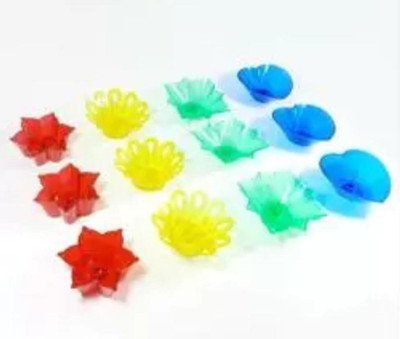 R V TRADING Transparent and Reusable Diya,3D Reflection Decorative Colourful Diwali Oil Diye Plastic (Pack of 12) Table Diya Set(Height: 2.5 inch)