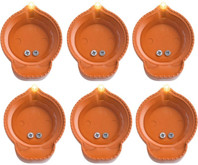 SUVIKSHA Water sensor diya for diwali, led Diya lights Pack of 6 Plastic (Pack of 6) Table Diya Set(Height: 1.5 inch)