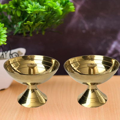 DARIDRA BHANJAN Brass (Pack of 2) Table Diya Set(Height: 2 inch)