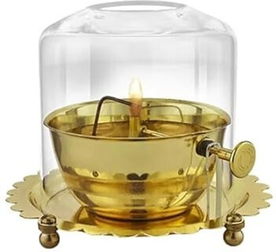 Craftica Large Brass Akhand diya Brass Table Diya(Height: 5.5 inch)