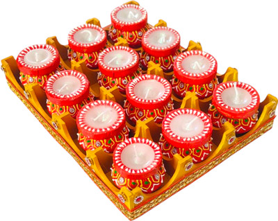 VEGAN Terracotta Handicraft’s Clay Decorative Subh Kalash Diya for Diwali/Puja Diya Terracotta (Pack of 12) Table Diya Set(Height: 1.5 inch)
