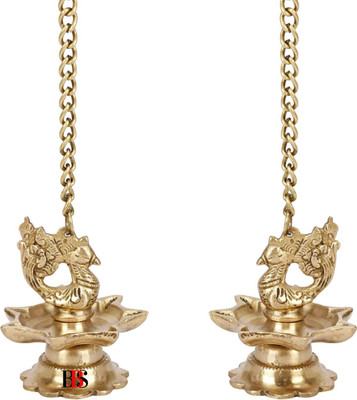 B.B.S BRASS BRAND STATUES Diya Brass Peacock Hanging Set of 2 Deepak Peacock Hanging Pack of 2 Diya Brass (Pack of 2) Hanging Diya Set(Height: 16 inch)