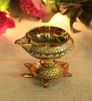 Samy Collectables Brass Kuber Diya with Turtle Base for Pooja Brass Table Diya(Height: 2.25 inch)