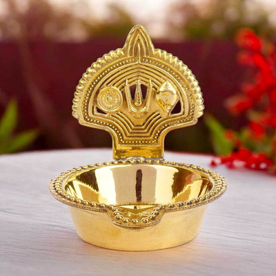 Satvik 3 - 3.5 INCH Vishnu Brass Diya for Home Décor & Puja Brass Table Diya(Height: 3 inch)