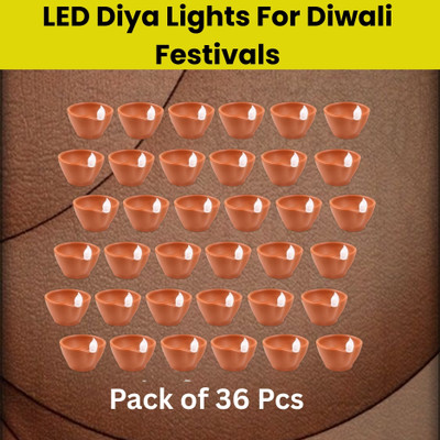 Guggu LED Water Diya, Water Sensor Diya for Diwali Festival Home & Office DécorZE237 Plastic (Pack of 36) Table Diya Set(Height: 2 inch)