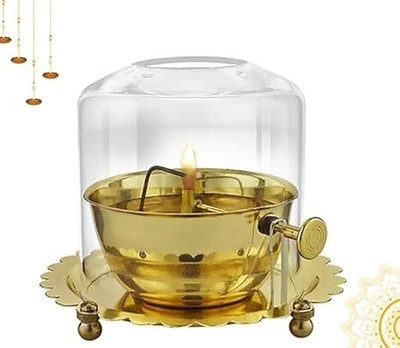 elivor AKHAND SMALL Brass Table Diya(Height: 6 inch)
