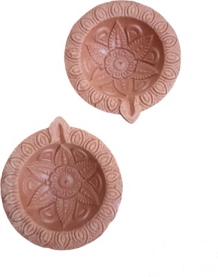 EzyBuy Terracotta (Pack of 10) Table Diya Set(Height: 1 inch)