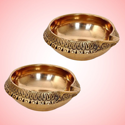 SBBCO Brass ghee diya for home puja / Diwali / Daily Puja / Akhand jyoti For Navratri Brass (Pack of 2) Table Diya(Height: 0.8 inch)