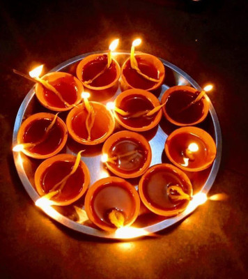 VIKSPRP Diyas Set, clay Terracotta (Pack of 25) Table Diya Set(Height: 1 inch)