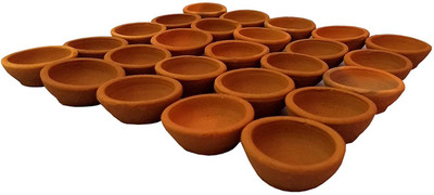 shriyam craft Terracotta (Pack of 21) Table Diya(Height: 1 inch)