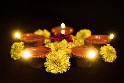 PEGACORN Plastic (Pack of 6) Table Diya Set(Height: 2 inch)