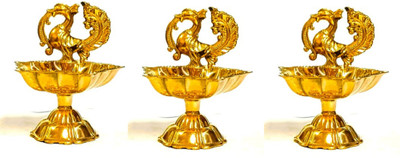 LAKSHMI PRODUCT'S Peacock Head Fansy DIYA/Light For Diwali/Festivals Brass (Pack of 3) Table Diya(Height: 3 inch)