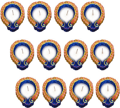 Togline 12 Wax Clay Decoration Puja -DECORATIVE Diya Earthenware, Terracotta (Pack of 12) Table Diya Set(Height: 1 inch)
