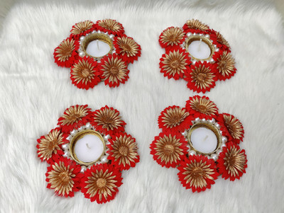 Shetu Ritual Gold Plated (Pack of 4) Table Diya Set(Height: 5 inch)