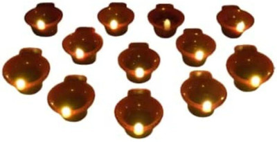 WunderVoX Water Sensor Diya/Deepak Battery Operated Reusable Plastic (Pack of 12) Table Diya Set(Height: 1.5 inch)