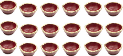 SOMUDEE Pottery (Pack of 18) Table Diya Set(Height: 1 inch)