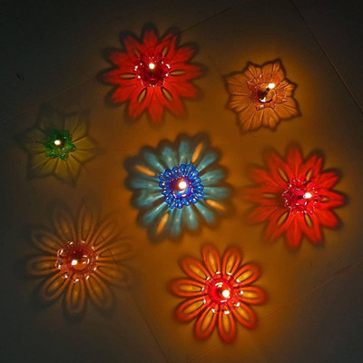 PEGACORN Plastic (Pack of 6) Table Diya Set(Height: 2 inch)