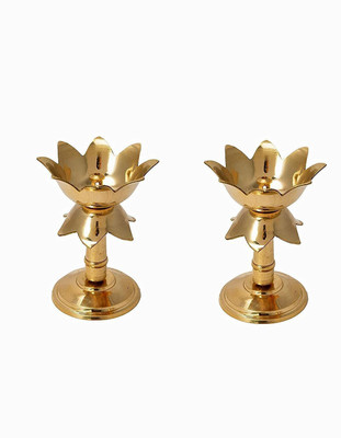 M F Decor Wala Brass (Pack of 2) Table Diya Set(Height: 4 inch)