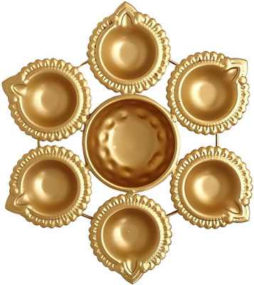 DECOR N BEYONDS 6 Diya Urli Bowl For Floating Flower Light Candle Living Room Decor Diwali Iron Table Diya Set(Height: 1.1811 inch)