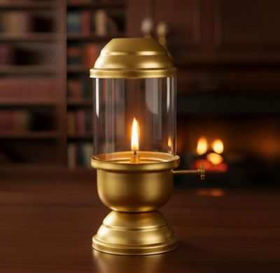 Sepreta Brass, Iron Table Diya(Height: 6.5 inch)