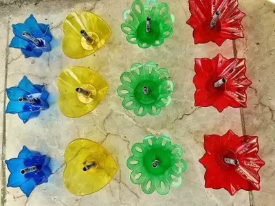 NKKL Traditional Refection LED Water Diya Temple ,Office ,Home ,Diwali Decoration 317 Plastic (Pack of 6) Table Diya Set(Height: 3 inch)