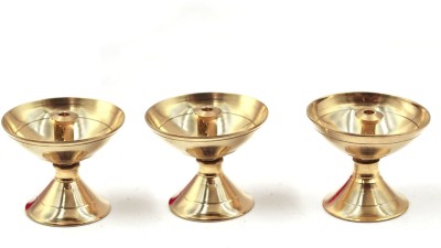 Flipkart SmartBuy Set of 3 Brass Small Diya for Pooja Diwali Home Decoration Brass (Pack of 3) Table Diya Set(Height: 1.25 inch)