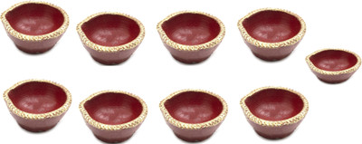 BS NATURAL Pottery (Pack of 9) Table Diya Set(Height: 1 inch)