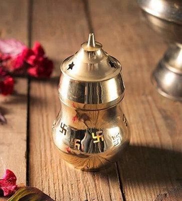 Dalvkot Camphor Lamp with Diya Aroma Incense Burnner Oil Lamp Diffuser Brass Table Diya(Height: 6 inch)