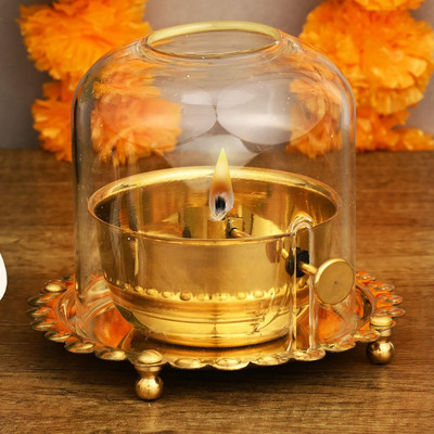BELLFORGE GLOBAL Brass Table Diya(Height: 3.5 inch)