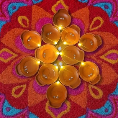 priortech solutions Plastic (Pack of 12) Hanging Diya(Height: 3.5 inch)