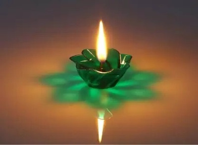 NPU 3D Reflection LED Diya Temple ,Office ,Home ,Diwali Decoration 1360 Plastic (Pack of 6) Table Diya Set(Height: 5 inch)